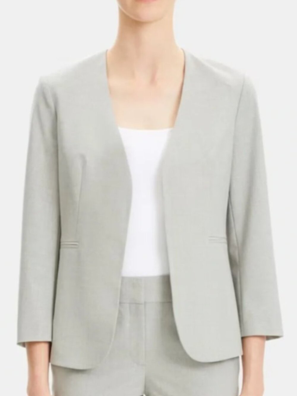 Theory Light Gray Three-Piece Women's Pantsuit - Jacket, Pants & Skirt - Picture 15 of 16